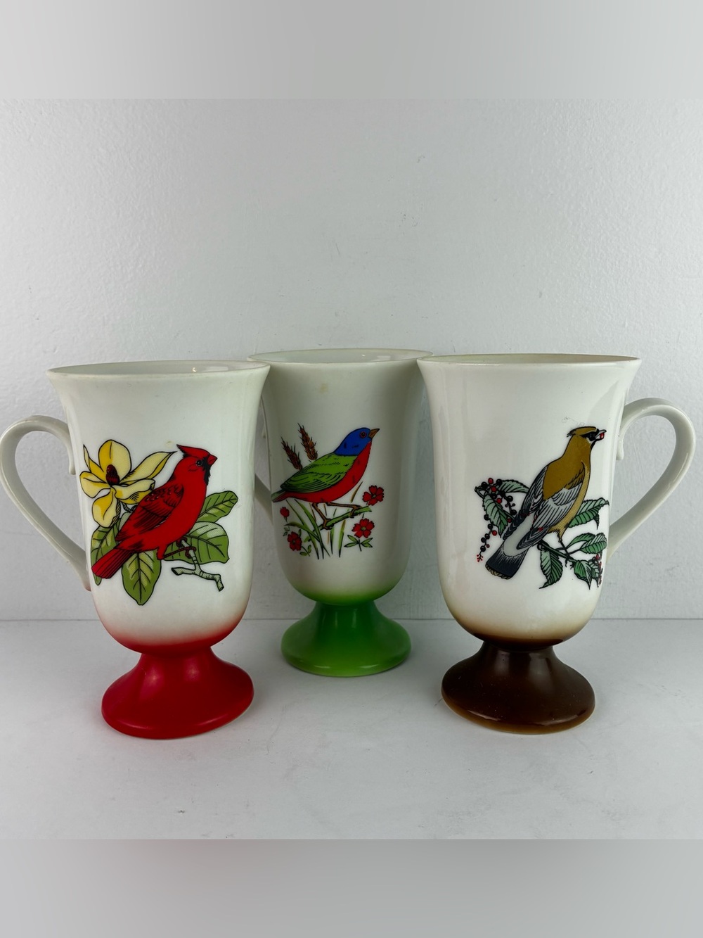 Fred Rogers Vintage 1970’s Song Bird Pedestal Mugs Set of 3